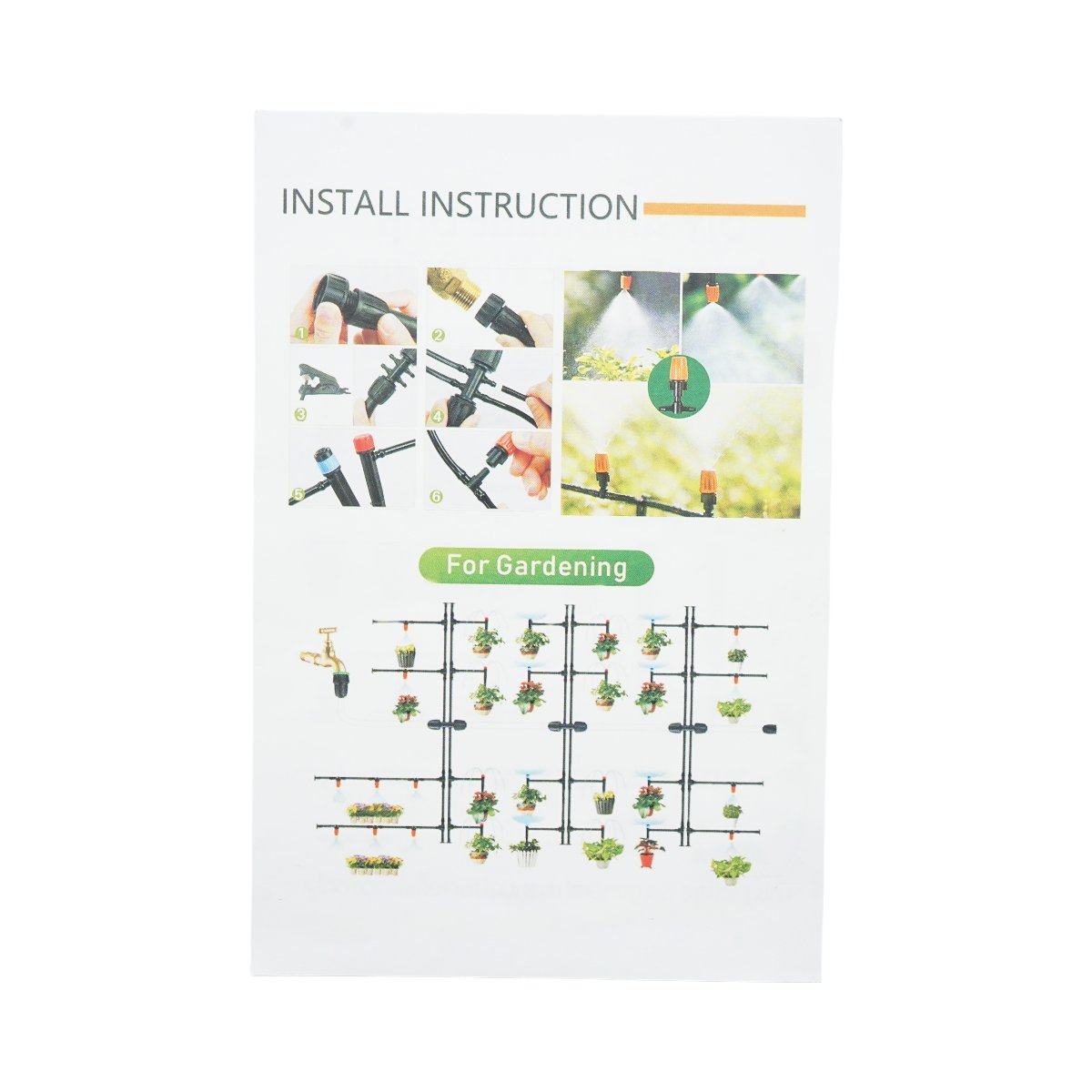 Kit complet irigare prin picurare si pulverizare cu 2 furtunuri 8m/62m, duze, microaspersoare, conectori 145 piese